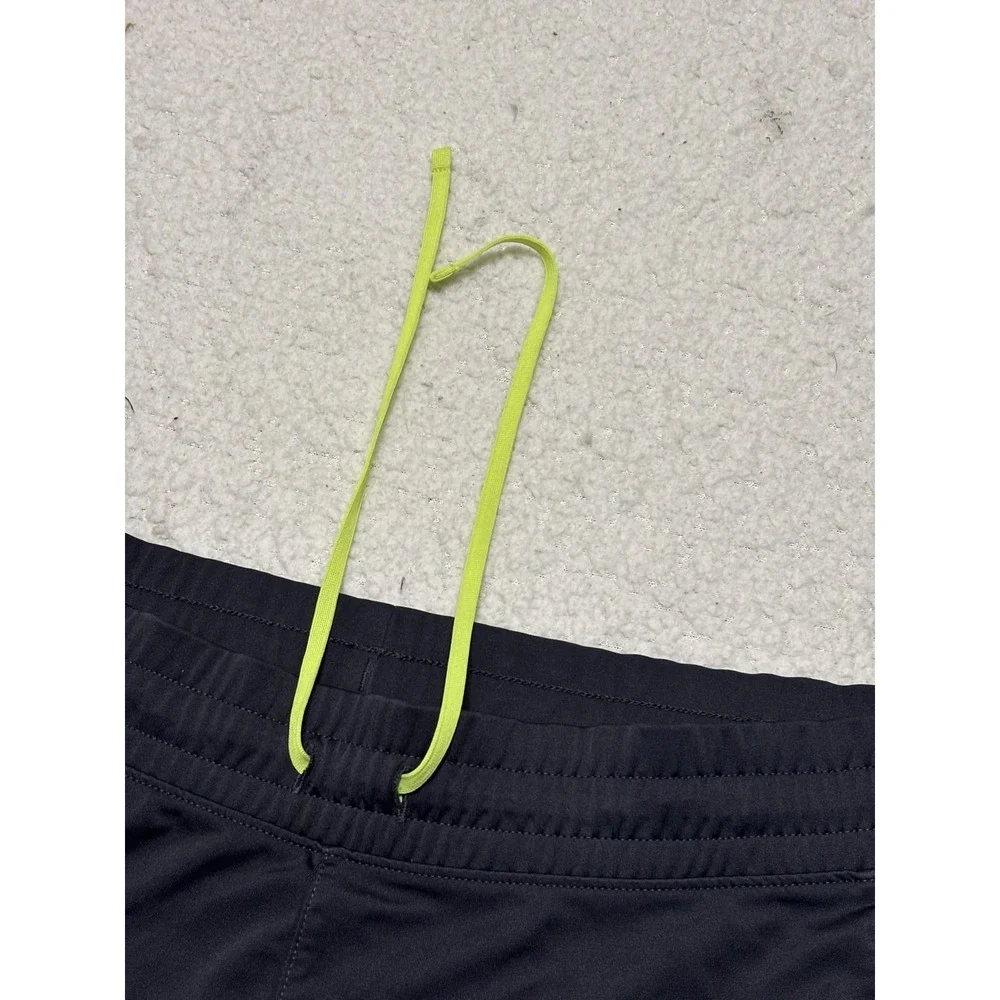 Nike Womens Athletic Shorts Black Neon Green 29 Polyester Knit Running Shorts